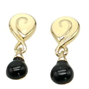 Retro Swirl Black Cream Gold  Swirl Post Earrings NWOT